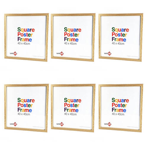 6PK Unigift Square Wooden/Glass Poster Picture Photo Frame 40x40cm Natural