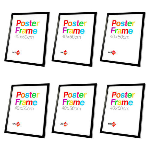 6PK Unigift Wooden/Glass Hanging Poster Picture Photo Frame 40x50cm Black