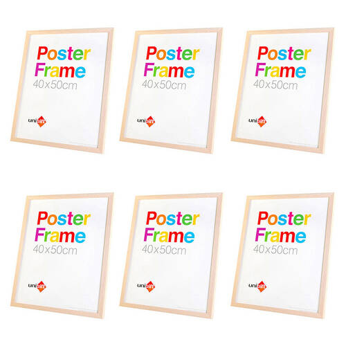 6PK Unigift Wooden/Glass Hanging Poster Picture Photo Frame 40x50cm Natural