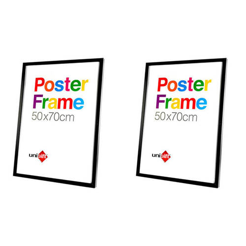 2PK Unigift Wooden/Glass Hanging Poster Picture Photo Frame 50x70cm Black