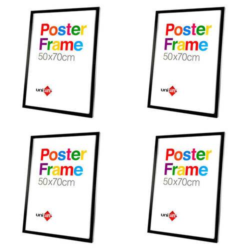 4PK Unigift Wooden/Glass Hanging Poster Picture Photo Frame 50x70cm Black