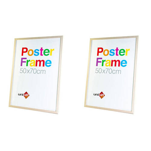 2PK Unigift Wooden/Glass Hanging Poster Picture Photo Frame 50x70cm Natural