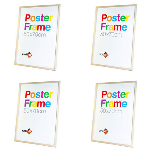 4PK Unigift Wooden/Glass Hanging Poster Picture Photo Frame 50x70cm Natural