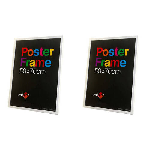 2PK Unigift Wooden/Glass Hanging Poster Picture Photo Frame 50x70cm White