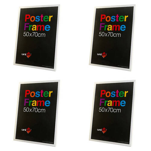 4PK Unigift Wooden/Glass Hanging Poster Picture Photo Frame 50x70cm White