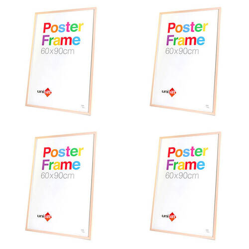 4PK Unigift Wooden/Glass Hanging Poster Picture Photo Frame 60x90cm Natural