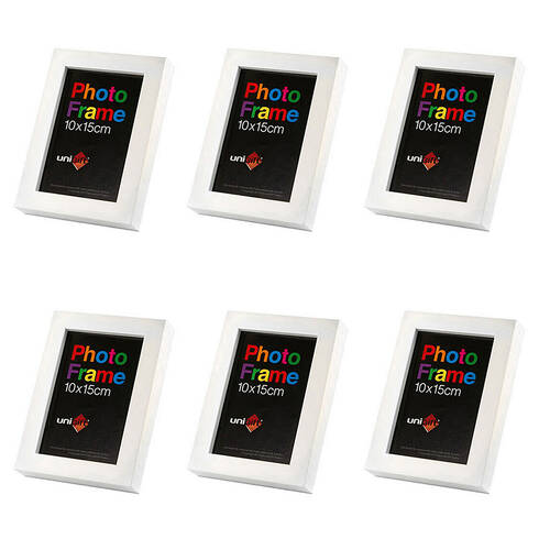 6PK Unigift Wooden/Glass Home Decor Picture Photo Frame 10x15cm White