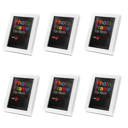 6PK Unigift Wooden/Glass Home Decor Picture Photo Frame 13x18cm White
