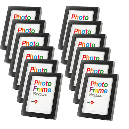 12PK Unigift Wooden/Glass Home Decor Picture Photo Frame 15x20cm Black
