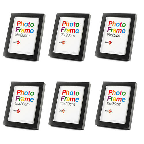 6PK Unigift Wooden/Glass Home Decor Picture Photo Frame 15x20cm Black