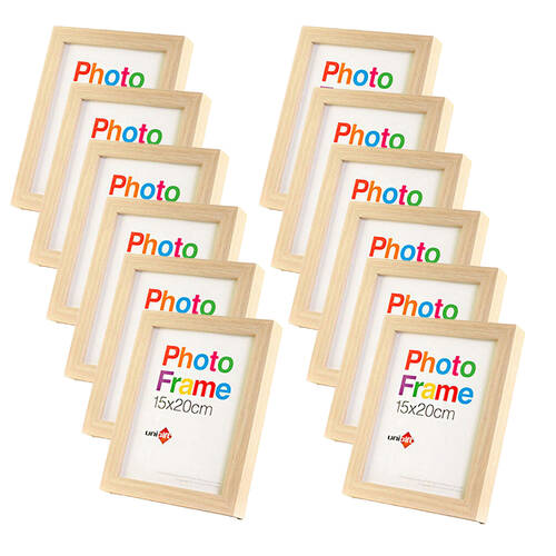 12PK Unigift Wooden/Glass Home Decor Picture Photo Frame 15x20cm Natural