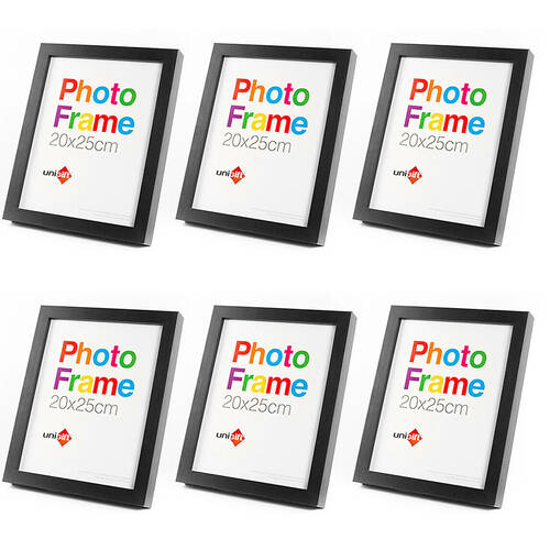 6PK Unigift Wooden/Glass Home Decor Picture Photo Frame 20x25cm Black