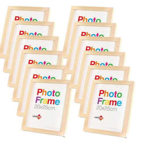 12PK Unigift Wooden/Glass Home Decor Picture Photo Frame 20x25cm Natural