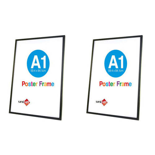 2PK Unigift A1 Wooden/Glass Poster Picture Photo Frame 59.4x84.1cm Black