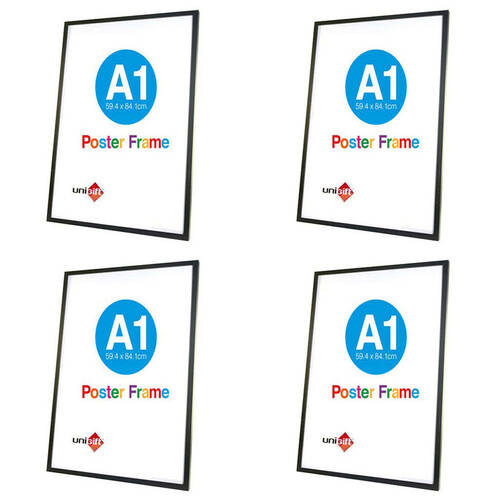 4PK Unigift A1 Wooden/Glass Poster Picture Photo Frame 59.4x84.1cm Black