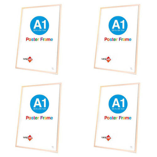 4PK Unigift A1 Wooden/Glass Poster Picture Photo Frame 59.4x84.1cm Natural