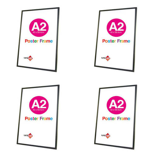 4PK Unigift A2 Wooden/Glass Poster Picture Photo Frame 42x59.4cm Black