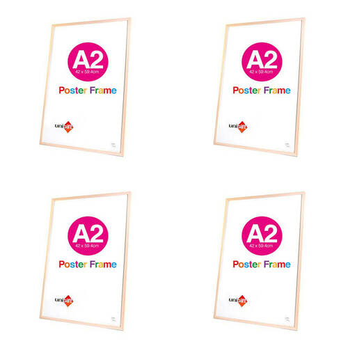 4PK Unigift A2 Wooden/Glass Poster Picture Photo Frame 42x59.4cm Natural