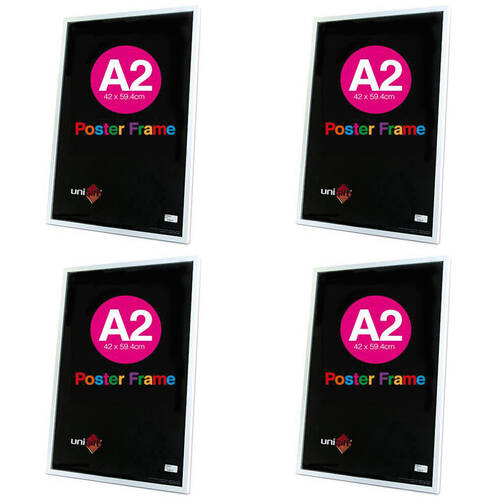 4PK Unigift A2 Wooden/Glass Poster Picture Photo Frame 42x59.4cm White