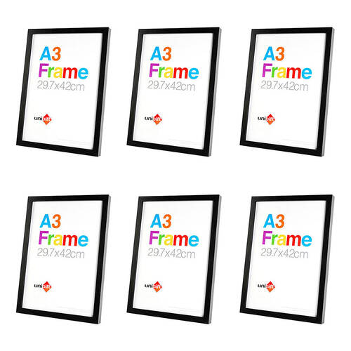 6PK Unigift A3 Wooden/Glass Poster Picture Photo Frame 29.7x42cm Black