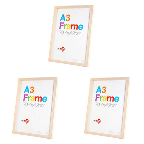 3PK Unigift A3 Wooden/Glass Poster Picture Photo Frame 29.7x42cm Natural