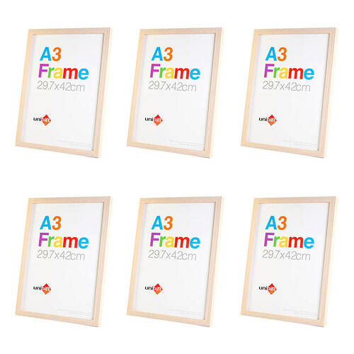 6PK Unigift A3 Wooden/Glass Poster Picture Photo Frame 29.7x42cm Natural