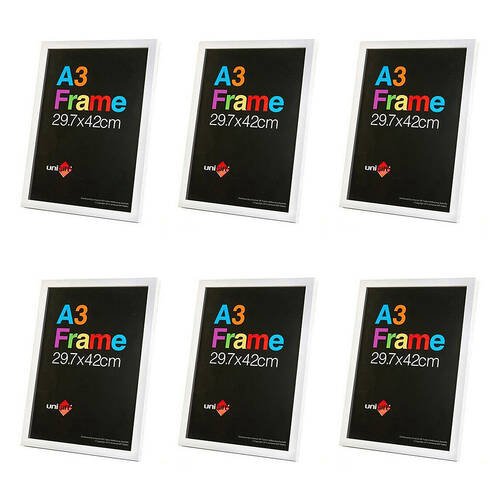 6PK Unigift A3 Wooden/Glass Poster Picture Photo Frame 29.7x42cm White