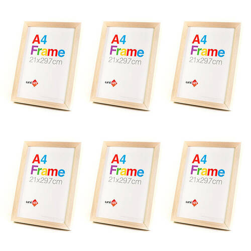6PK Unigift Wooden/Glass Poster Picture Photo Frame 21x29.7cm Natural