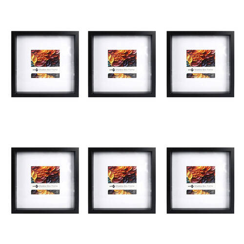 6PK Unigift Shadow Box Wooden/Glass Picture Photo Frame 30x30cm/15x15cm Black