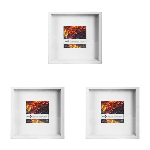 3PK Unigift Shadow Box Wooden/Glass Picture Photo Frame 30x30cm/15x15cm White