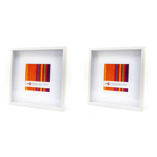 2PK Unigift Shadow Box Wooden/Glass Picture Photo Frame 40x40cm/20x20cm White