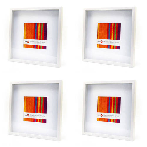 4PK Unigift Shadow Box Wooden/Glass Picture Photo Frame 40x40cm/20x20cm White