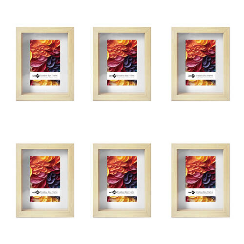 6PK Unigift Shadow Box Wooden/Glass Picture Photo Frame 15x20cm/10x15cm Natural