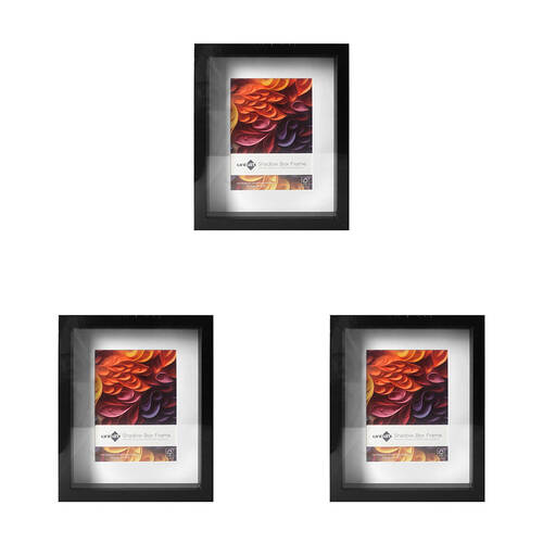 3PK Unigift Shadow Box Wooden/Glass Picture Photo Frame 20x25cm/13x18cm Black