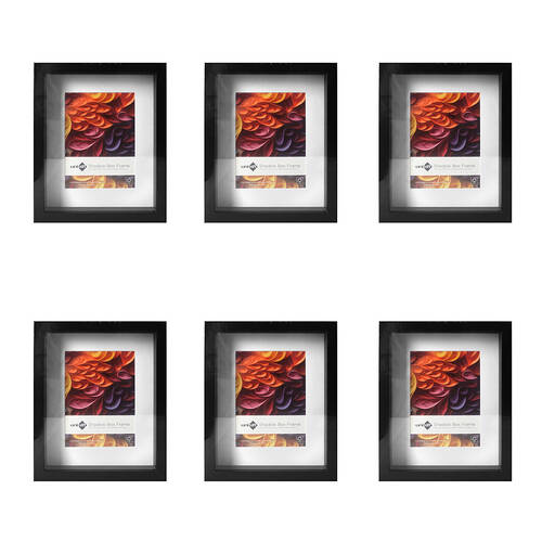 6PK Unigift Shadow Box Wooden/Glass Picture Photo Frame 20x25cm/13x18cm Black
