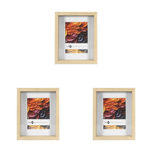 3PK Unigift Shadow Box Wooden/Glass Picture Photo Frame 20x25cm/13x18cm Natural