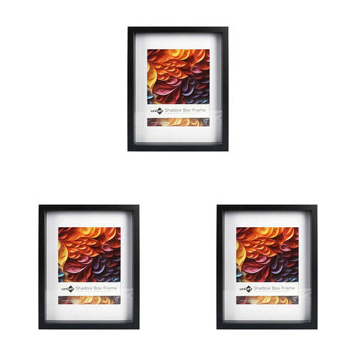3PK Unigift Shadow Box Wooden/Glass Picture Photo Frame 28x35cm/20x25cm Black