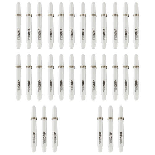 10x 3pc Tex Darts Grip Nylon Dart Shaft Stems Short 30mm White