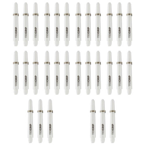 10x 3pc Tex Darts Grip Nylon Dart Shaft Stems Intermediate 35mm White