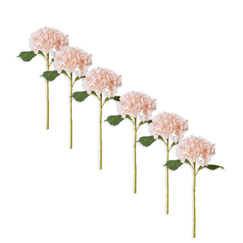 6PK E Style Artificial 45cm Plastic Hydrangea Garden Stem - Pink