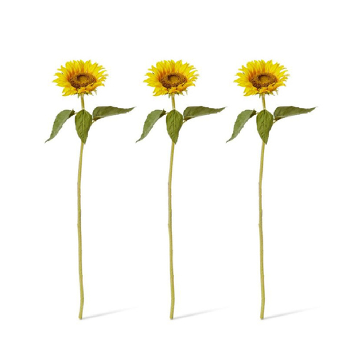 3PK E Style Artificial 62cm Plastic Sunflower Stem - Yellow
