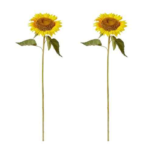 2PK E Style Artificial 62cm Plastic Sunflower Stem - Yellow