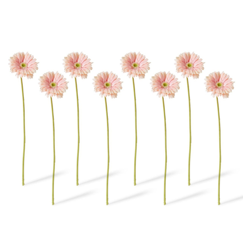 8PK E Style Artificial 53cm Plastic Gerbera Daisy Stem - Soft Pink