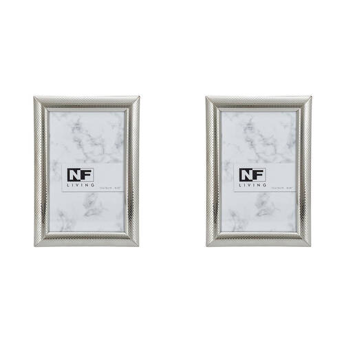 2PK NF Living Shine Bright Photo Frame 4x6 Modern Design Metal Silver