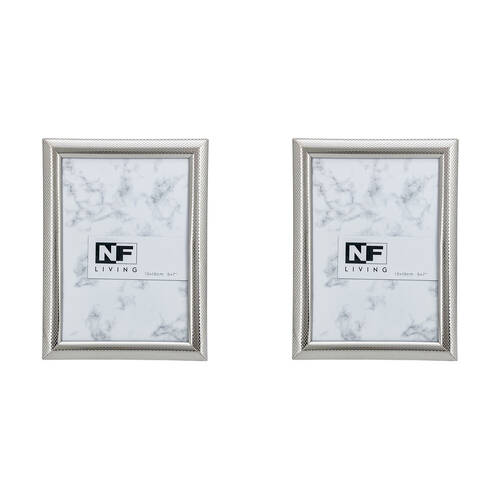 2PK NF Living Shine Bright Photo Frame 5x7 Modern Design Metal Silver
