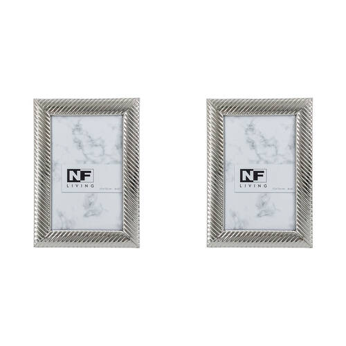 2PK NF Living Alloy Aura Photo Frame 4x6 Modern Design Metal Silver