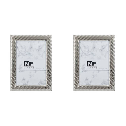 2PK NF Living Alloy Aura Photo Frame 5x7 Modern Design Metal AlloyAura Silver