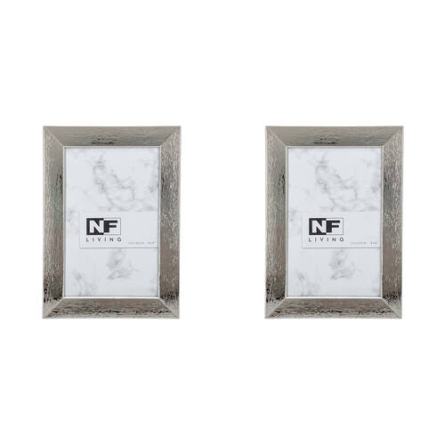 2PK NF Living Metallic Marvel Photo Frame 4x6 Modern Design Metal  Silver