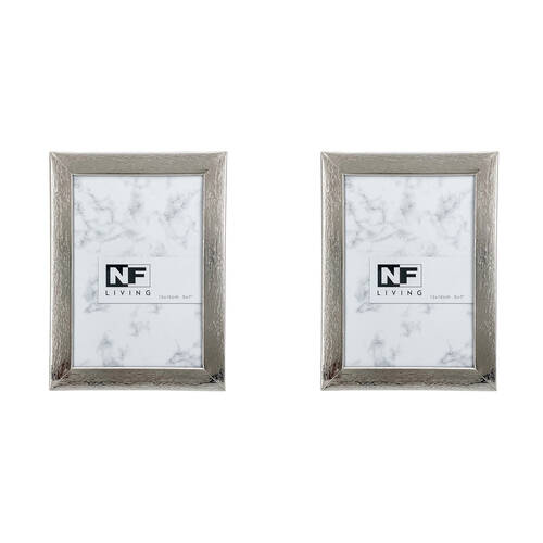 2PK NF Living Metallic Marvel Photo Frame 5x7 Modern Design Metal  Silver