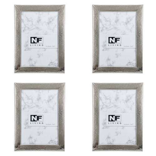 4PK NF Living Metallic Marvel Photo Frame 5x7 Modern Design Metal  Silver